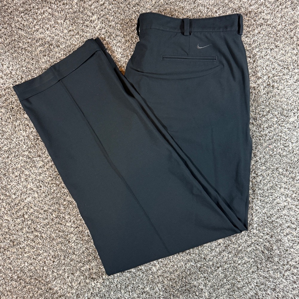Nike‎ Dri-FIT Golf Pants Mens 40x32 Black Double Pleated Cuffed Trousers